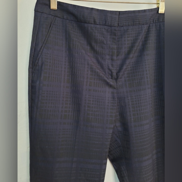 Reiss Navy Blue Plaid Margot Tapered Leg  Stretch Ankle Pants Size 8 - Picture 9 of 16
